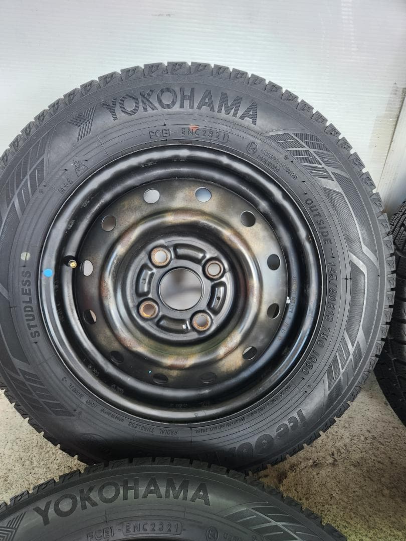送料込☆2021 ヨコハマ タイヤホイール セット145/80R13☆4本