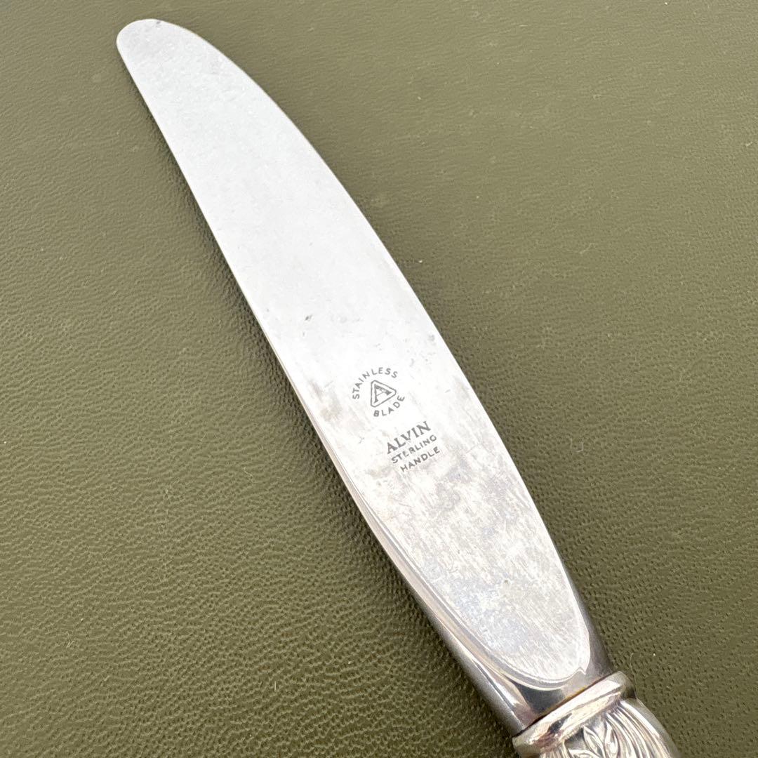 ビンテージ　ALVIN STERLING ナイフ　純銀　シャトーローズ　シルバー