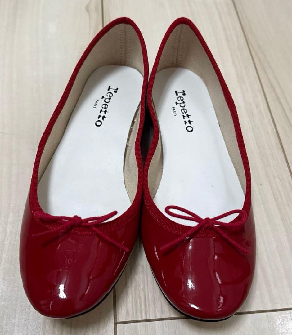 Repetto レペット　エナメル赤 フラットシューズ　バレエシューズ　38