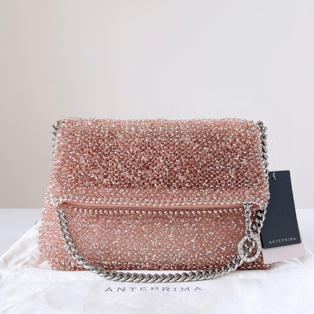 新品未使用　アンテプリマ　マチ付きリナッシェレ　ローズシルバーゴールド