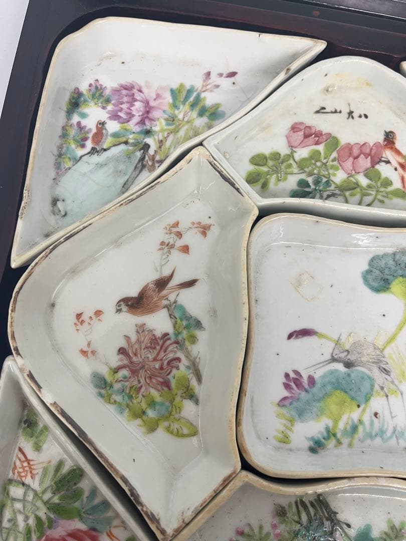 中国古美術 清朝同治骨董 古陶磁器 收藏品 アンティーク 9点セット木箱付