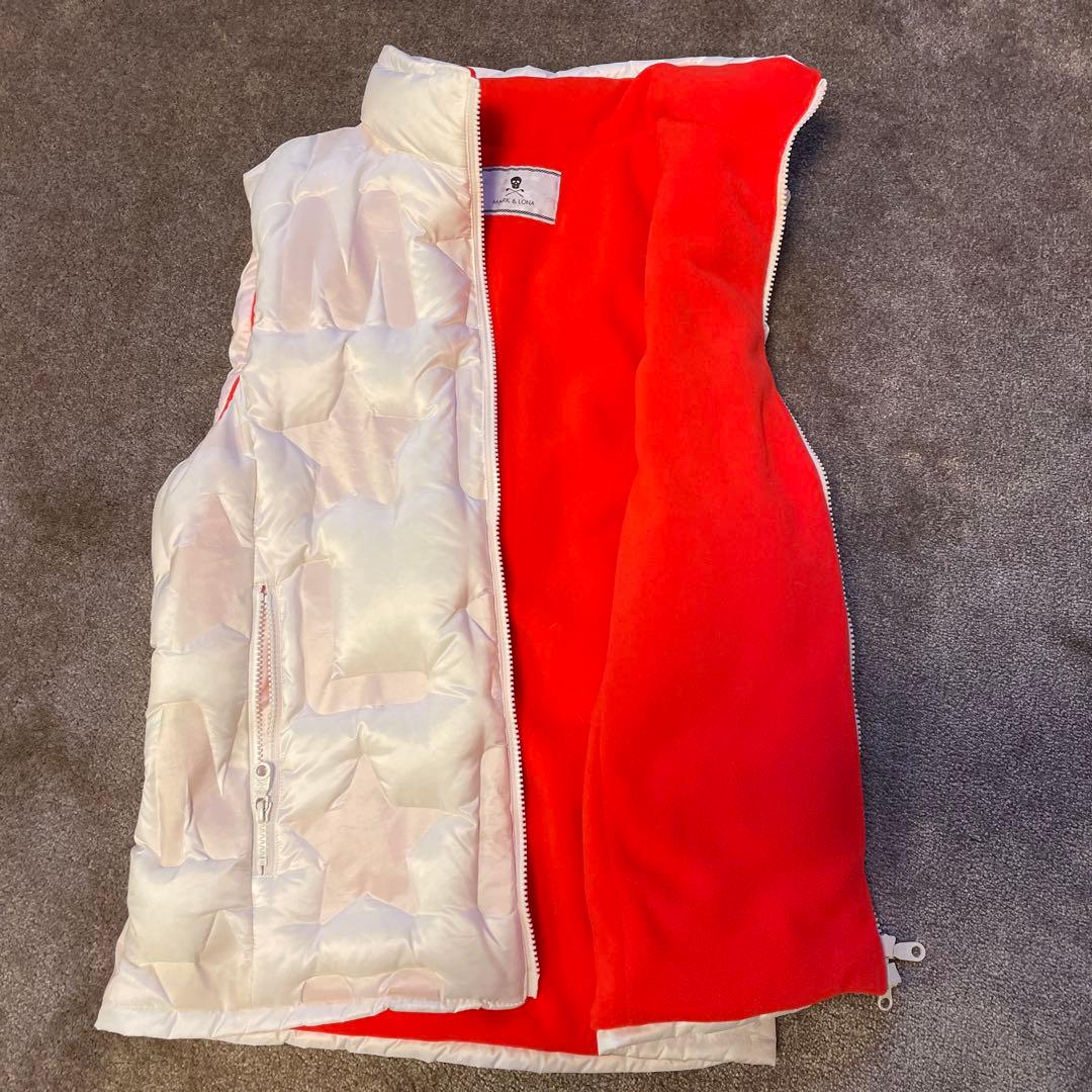 マーク＆ロナ　ダウンベスト ホワイト/オレンジ　サイズ46