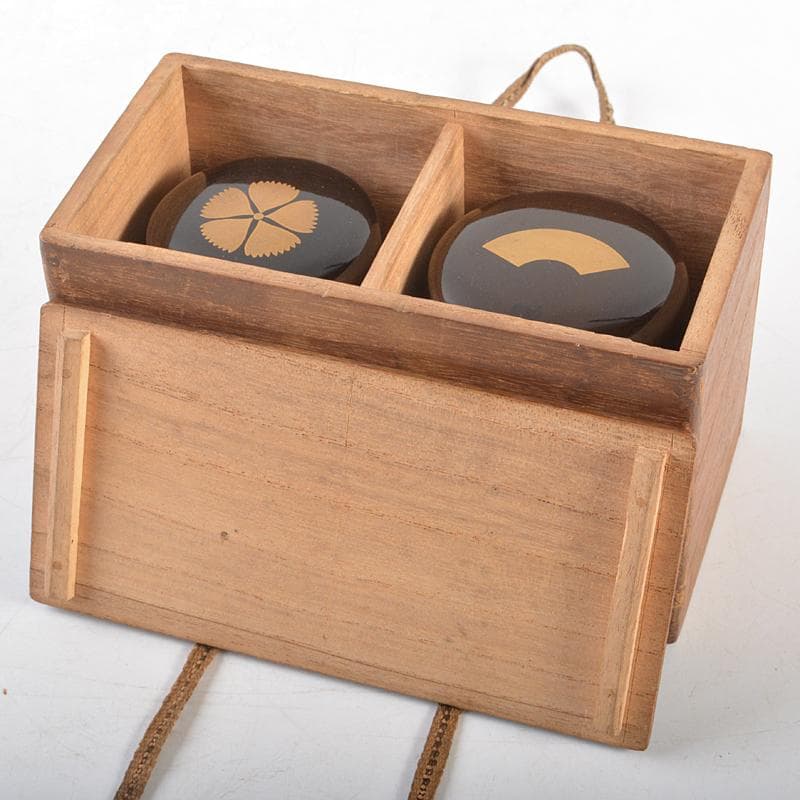 茶道具　黒漆　金蒔絵　扇文　撫子文　棗　一双　時代箱付　C　R6051