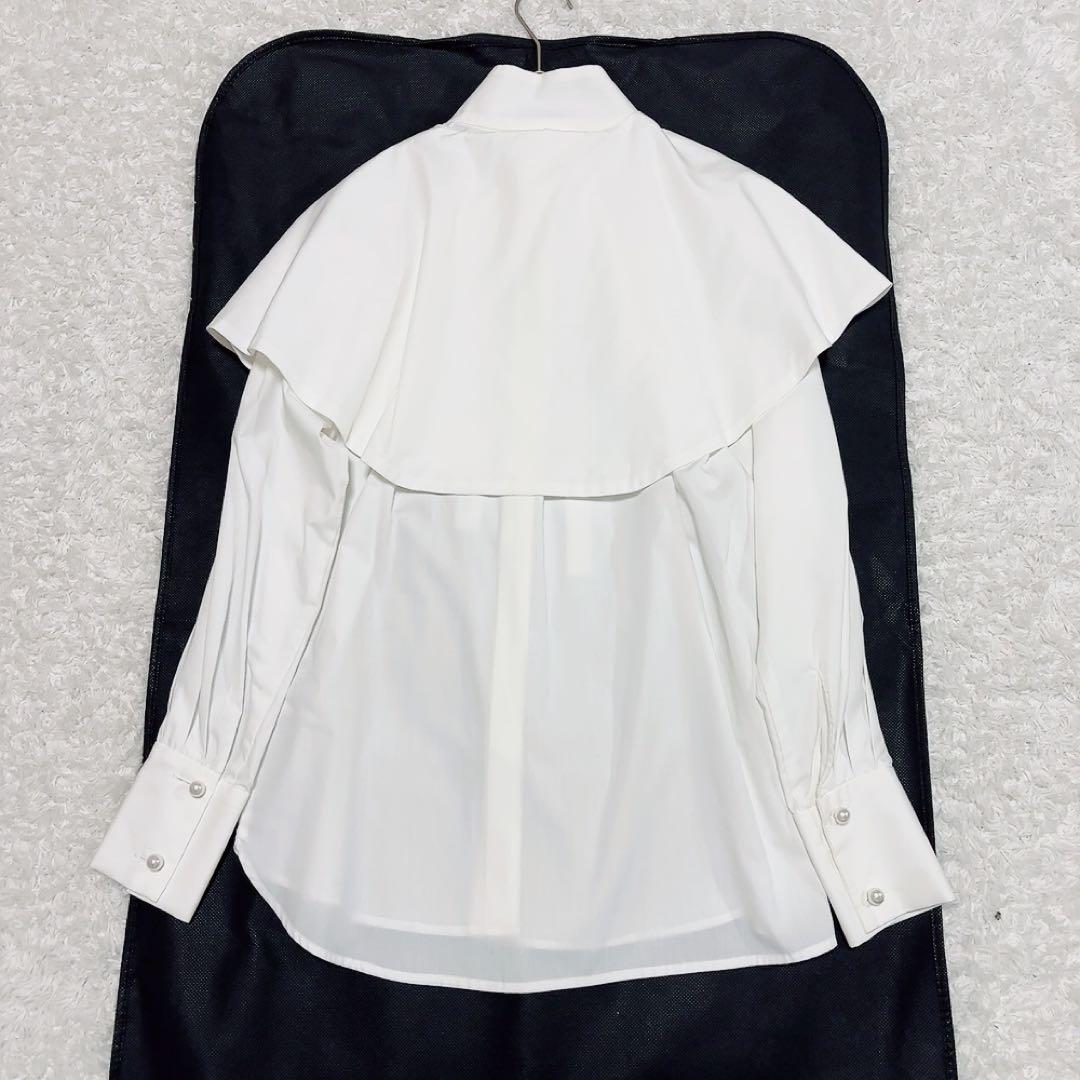 セブンテン ケープ付きパールボタンシャツ ブラウス ホワイト S
