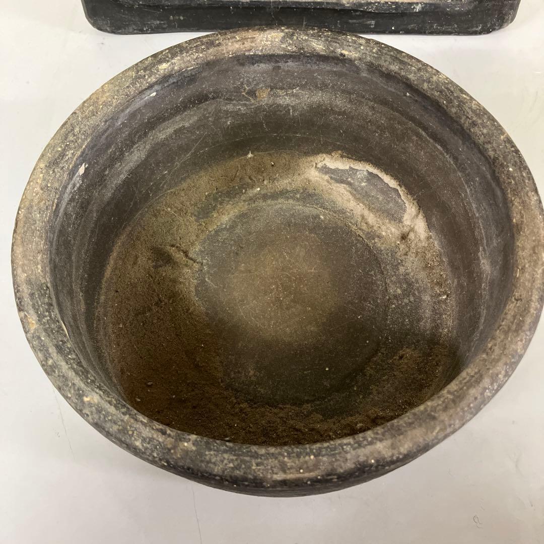 A-壁 昭和レトロ 古民具 古道具 時代物 猫火鉢 陶器製 黒 火鉢 火鉢