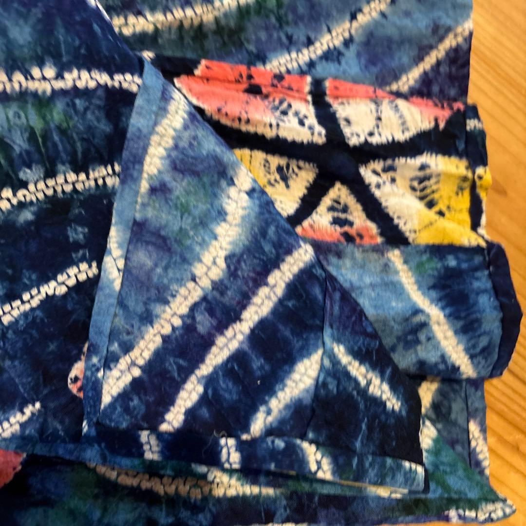 有松鳴海絞り浴衣 稀少 撫子 手縫い 藍染 ヴィンテージ 絞り 浴衣