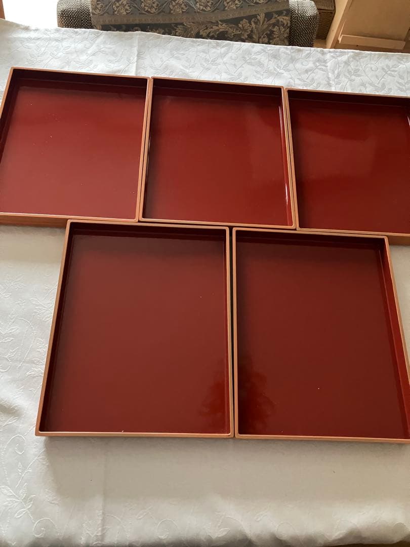 未使用❤️デリカバッド 漆塗り両目使い 5脚セット お正月 雛祭り 行事膳