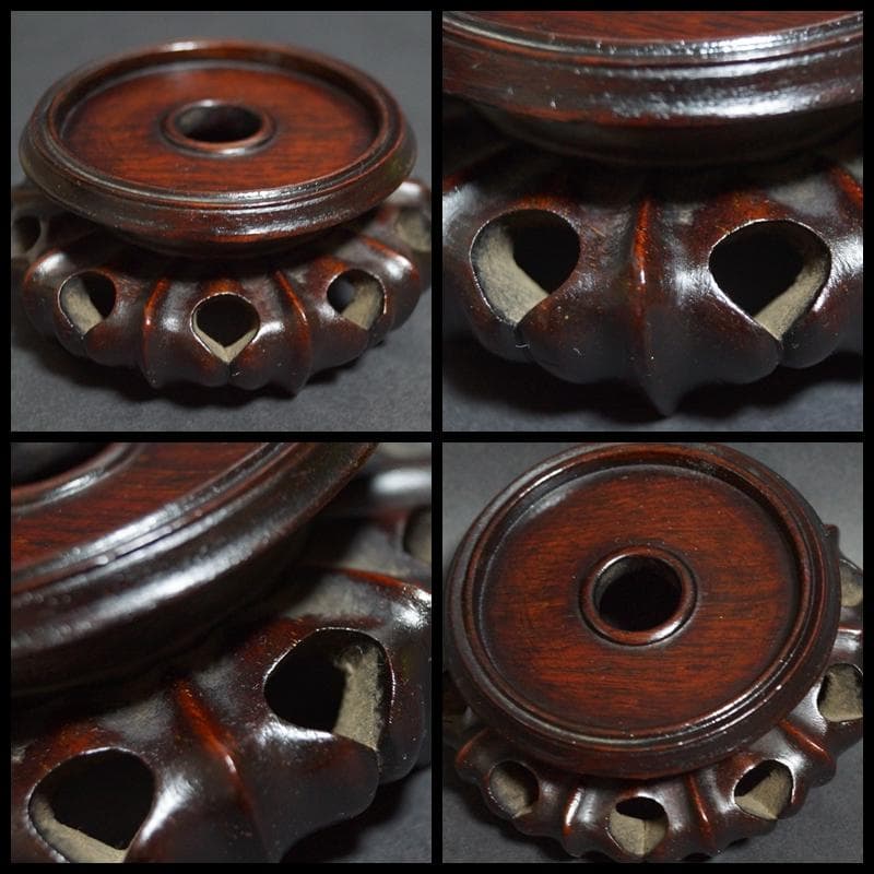 銅製 金寿堂造 斑紫銅 鼎式 香炉 唐木紫檀台座付 / 香道具