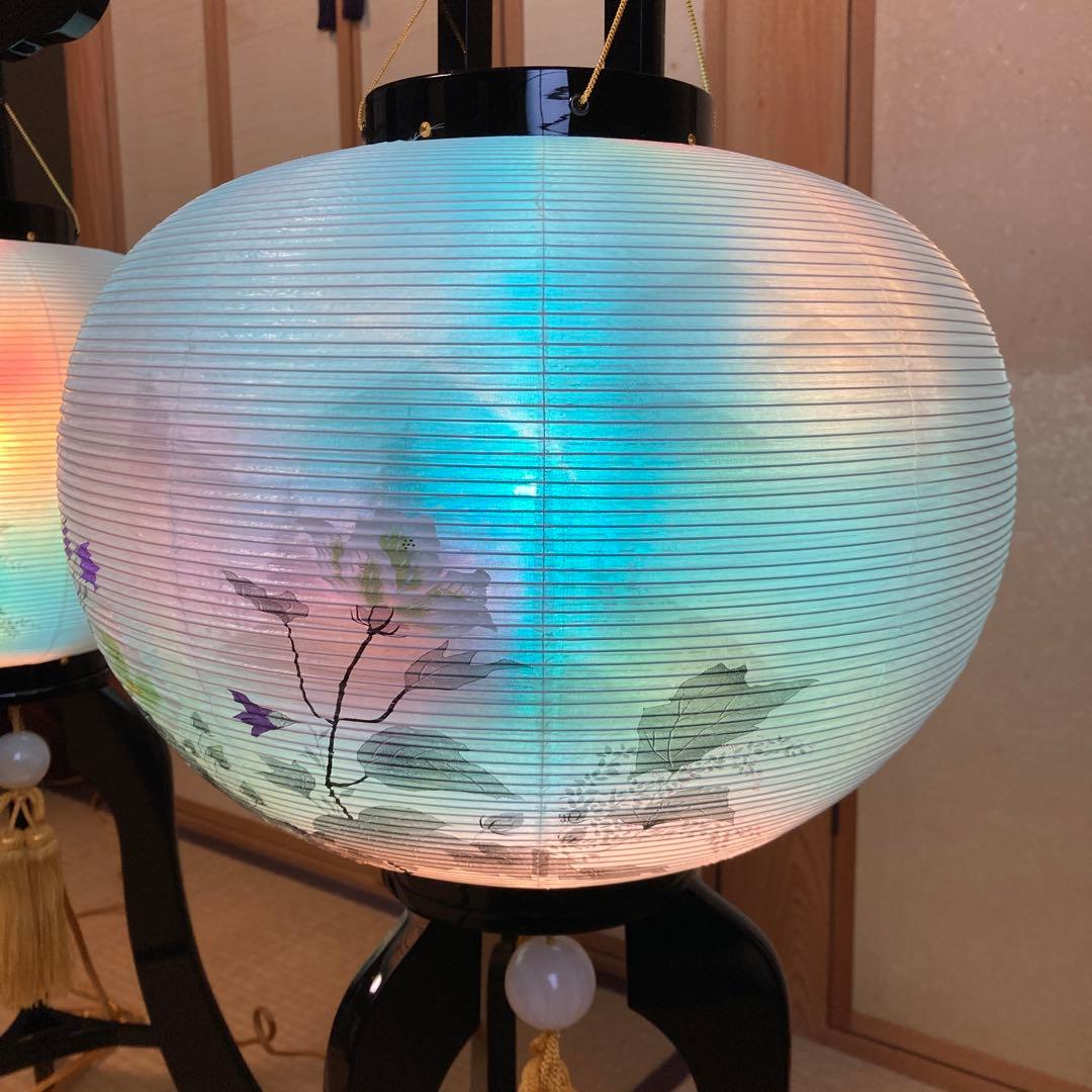 【新品に近い】大内行灯  正絹張り　墨絵　本塗　12号 一対