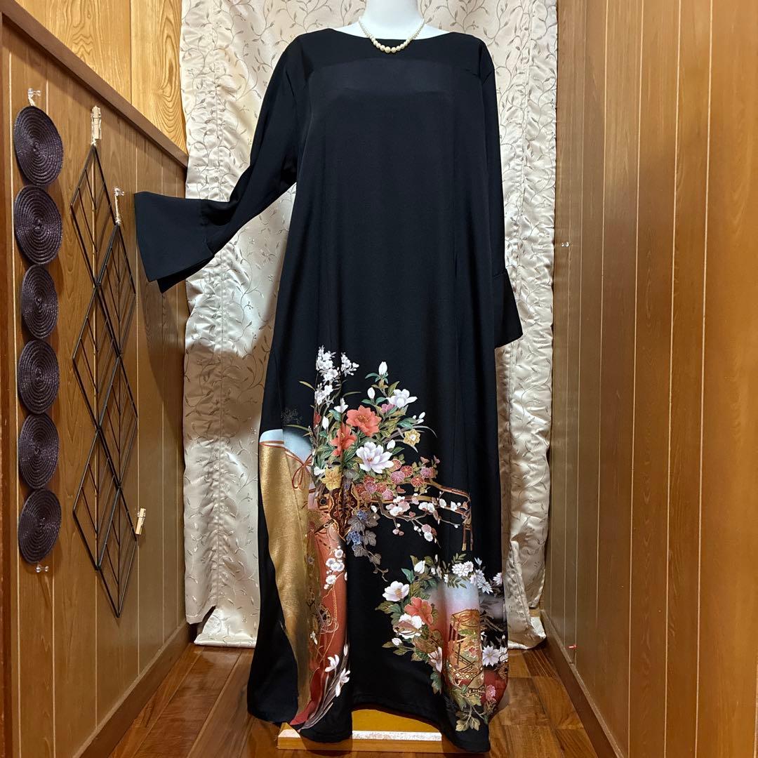 NO 115 着物リメイクワンピース　留袖リメイクワンピース　留袖ドレス