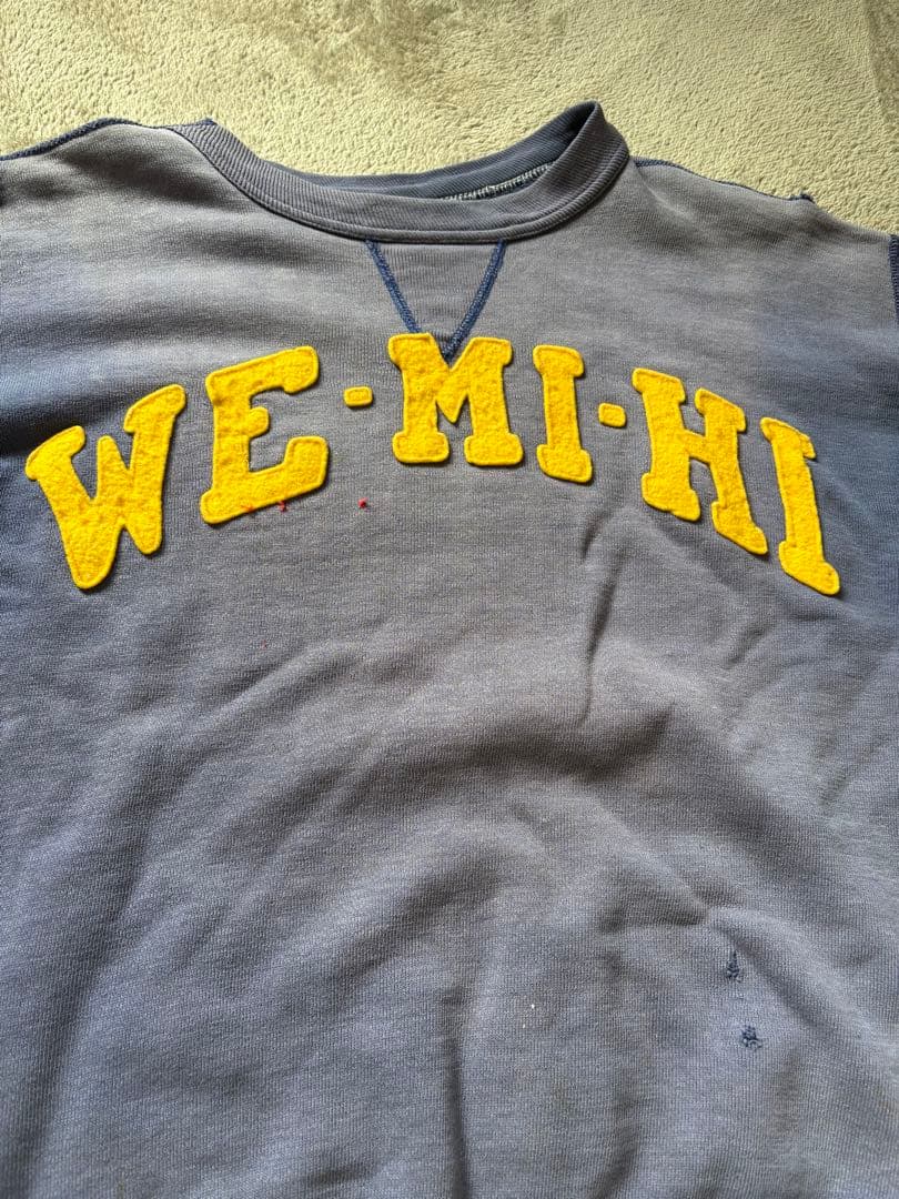 ひ*な様 50s〜60s 前Vスウェット 茄子コン ナス紺 サンフェード フェル