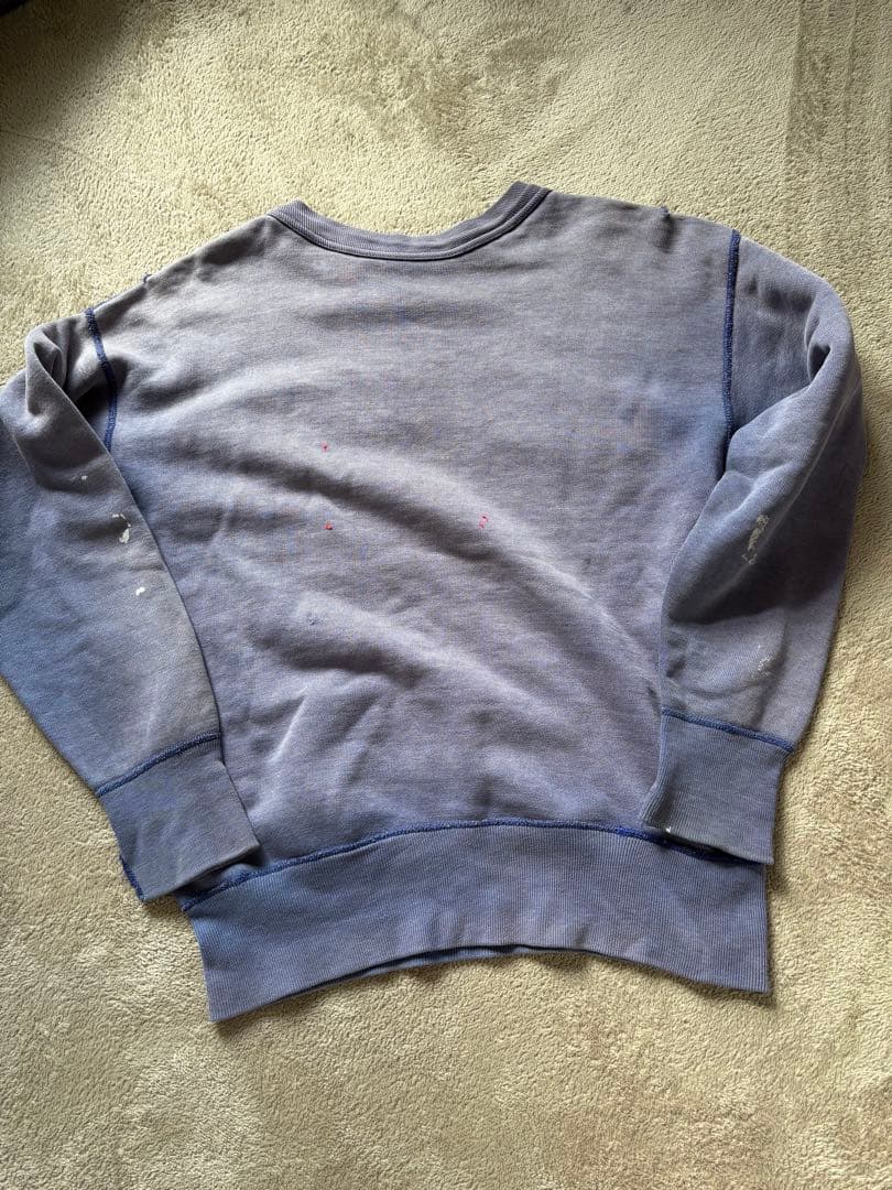 ひ*な様 50s〜60s 前Vスウェット 茄子コン ナス紺 サンフェード フェル