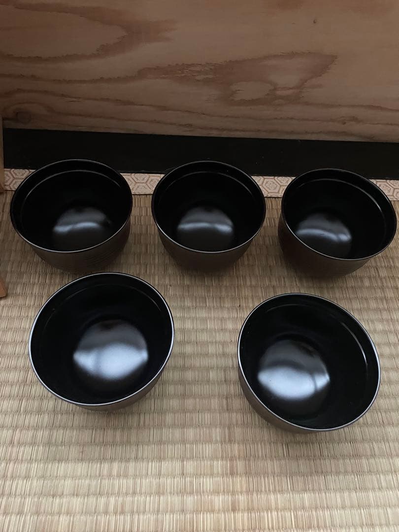 ①新品未使用　輪島塗　小吸物椀　林漆器店　5点セット