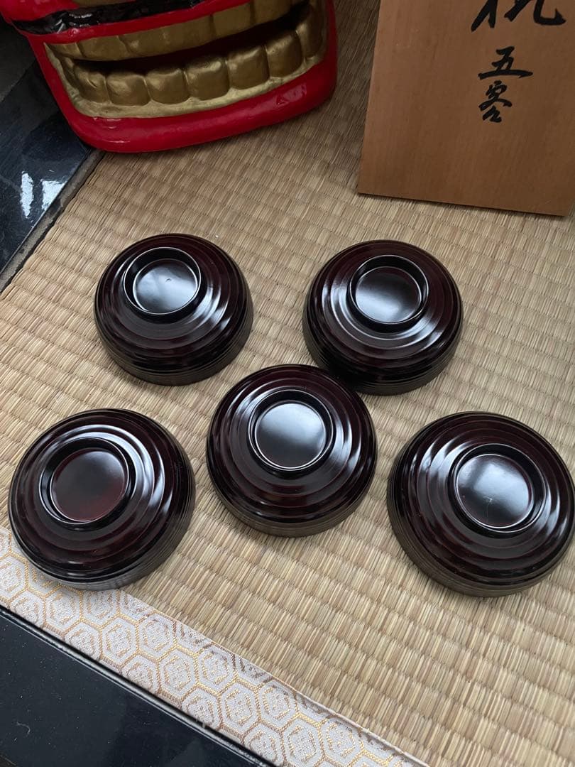 ①新品未使用　輪島塗　小吸物椀　林漆器店　5点セット