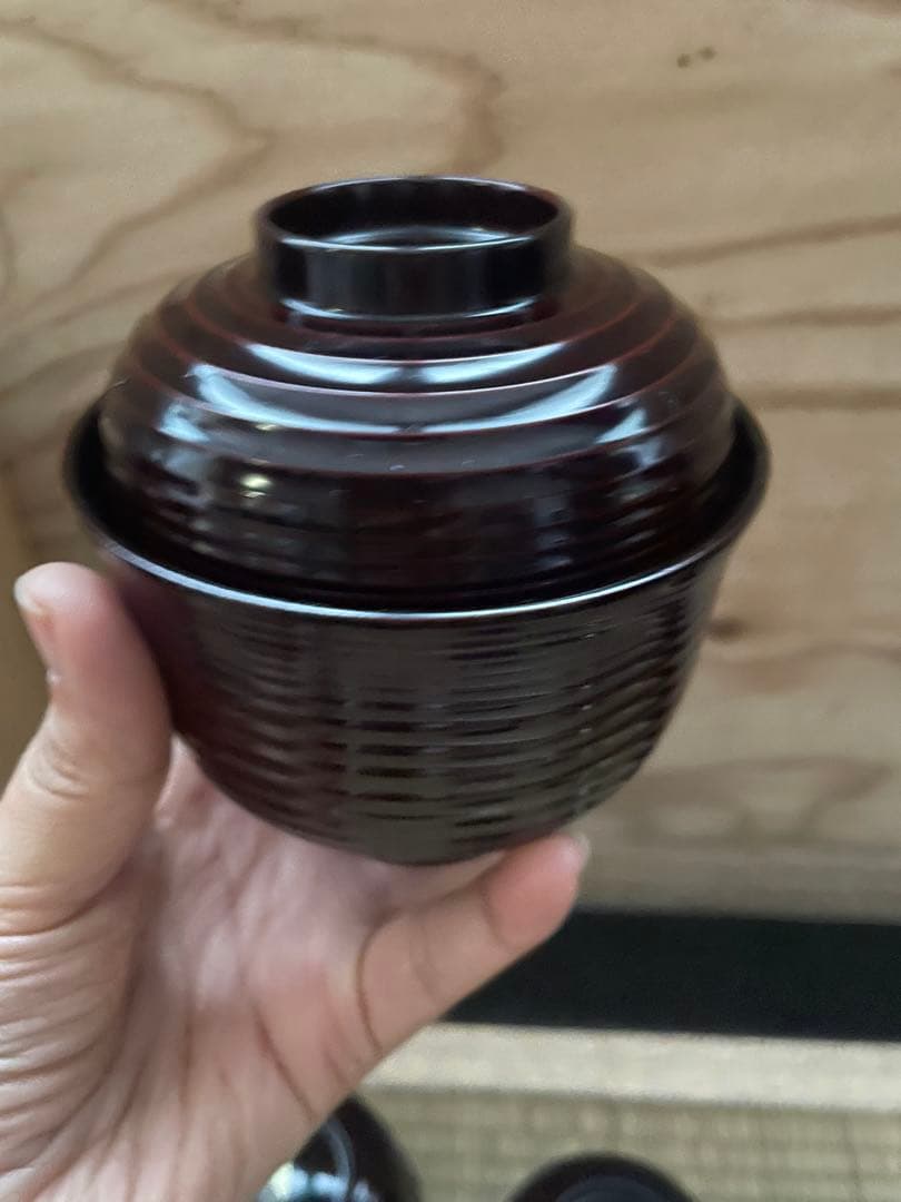 ①新品未使用　輪島塗　小吸物椀　林漆器店　5点セット