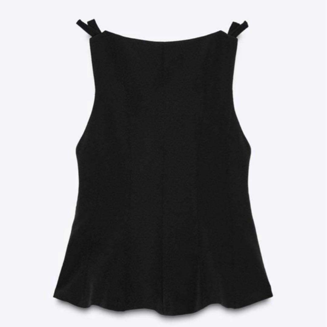 【完売品】ZARA ザラ ペプラムリボントップス⭐︎ブラックM