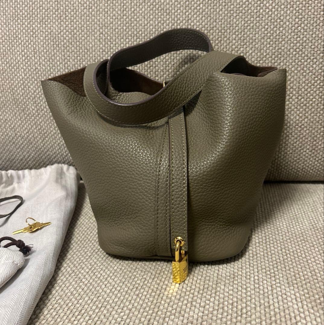 キューブバッグ　エトープ×ゴールド金具PM 本革 キューブバッグ　ノーブランド