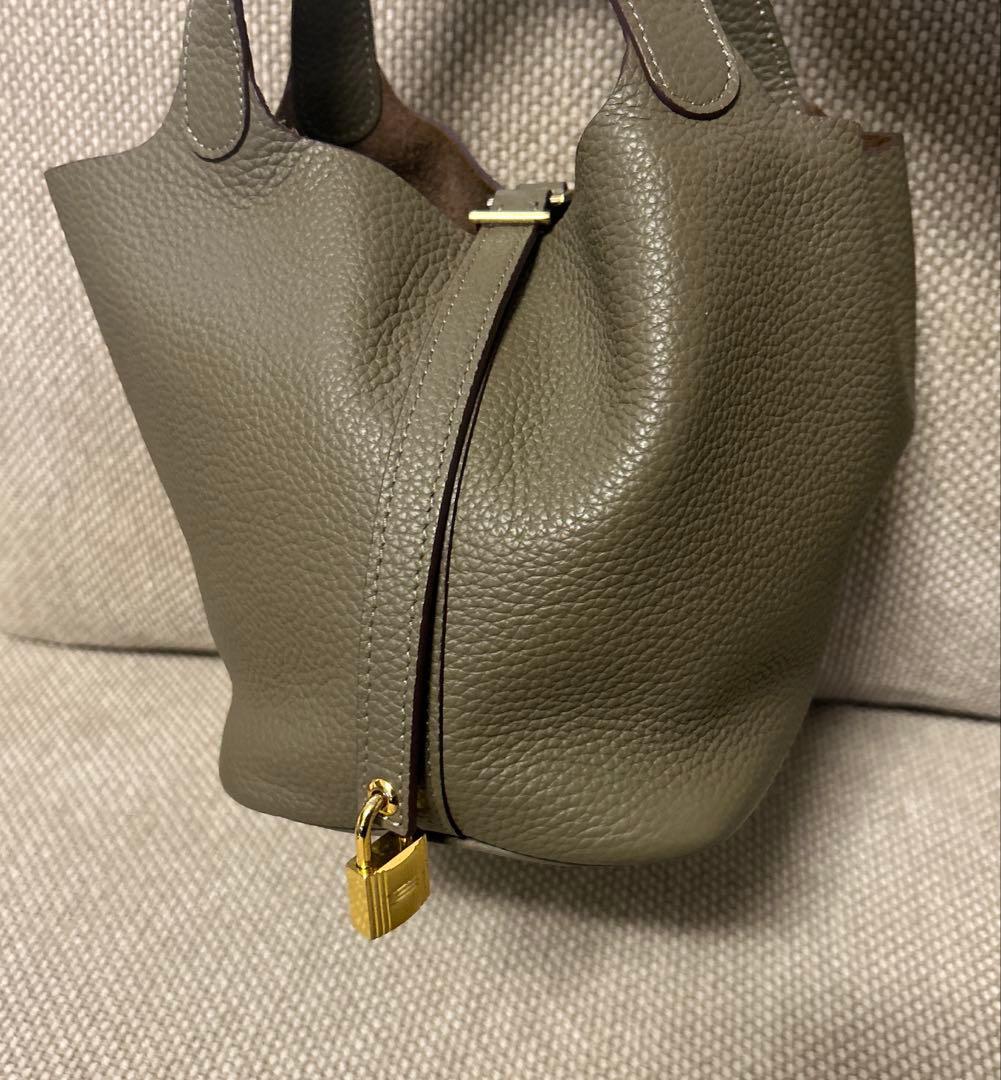 キューブバッグ　エトープ×ゴールド金具PM 本革 キューブバッグ　ノーブランド