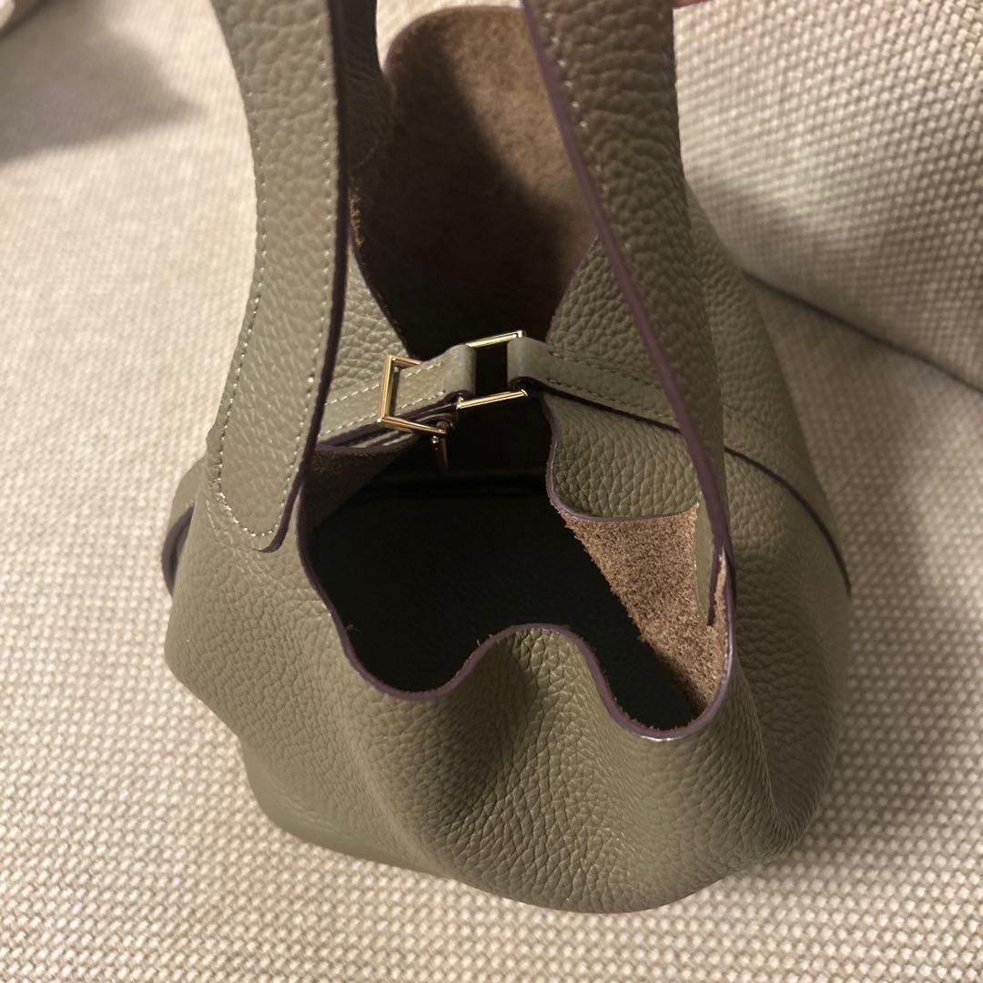 キューブバッグ　エトープ×ゴールド金具PM 本革 キューブバッグ　ノーブランド