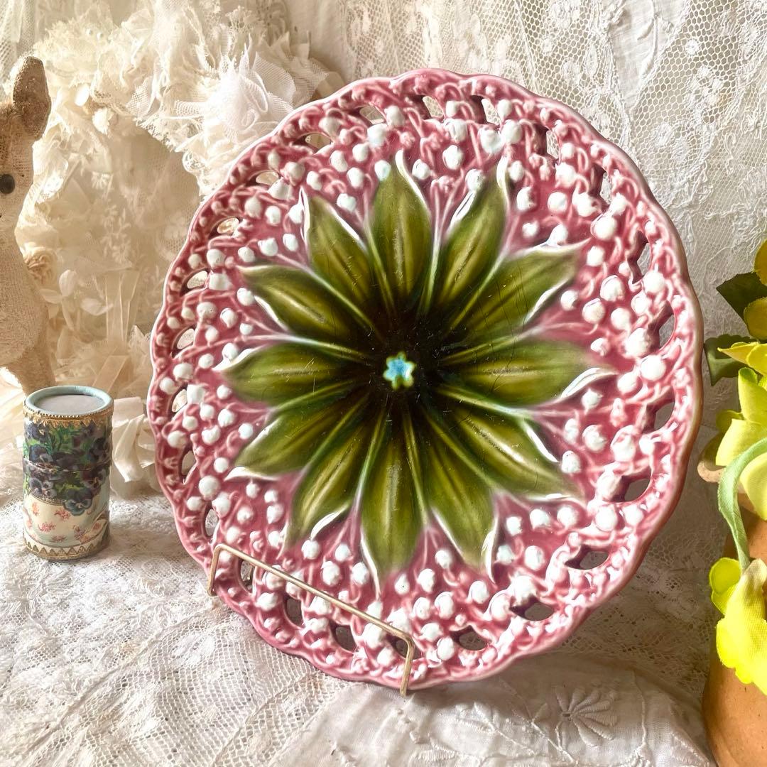 すずらんプレートピンク　ヴィレロイ＆ボッホ　バルボティーヌ検フランスアンティーク