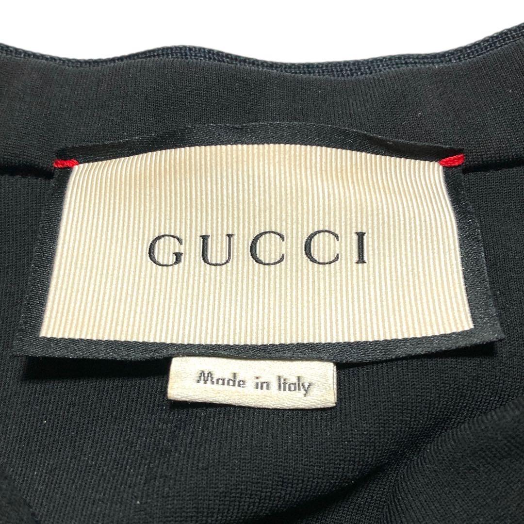 現行タグ★GUCCI グッチ ジャージーワンピース シェリーライン ボウタイ L