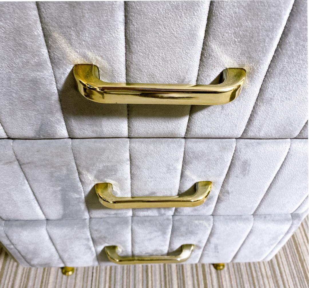 大理石風ドレッサー 欧風 ベロア コンパクト ドレッサー スツール付 グレー