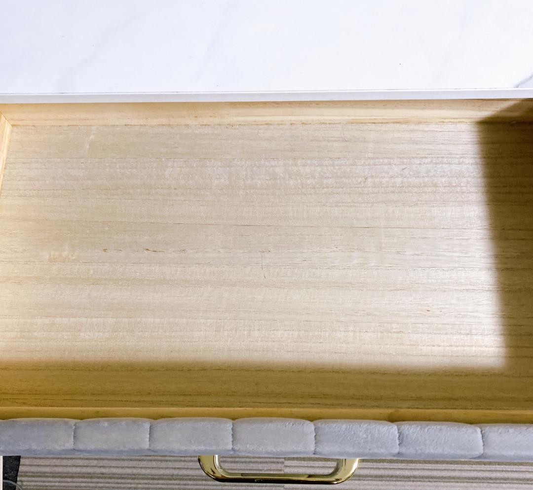 大理石風ドレッサー 欧風 ベロア コンパクト ドレッサー スツール付 グレー