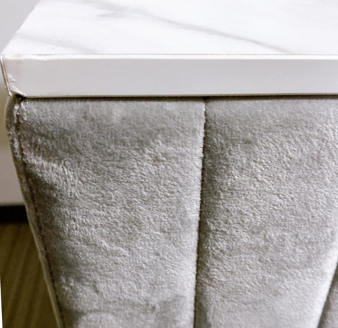 大理石風ドレッサー 欧風 ベロア コンパクト ドレッサー スツール付 グレー