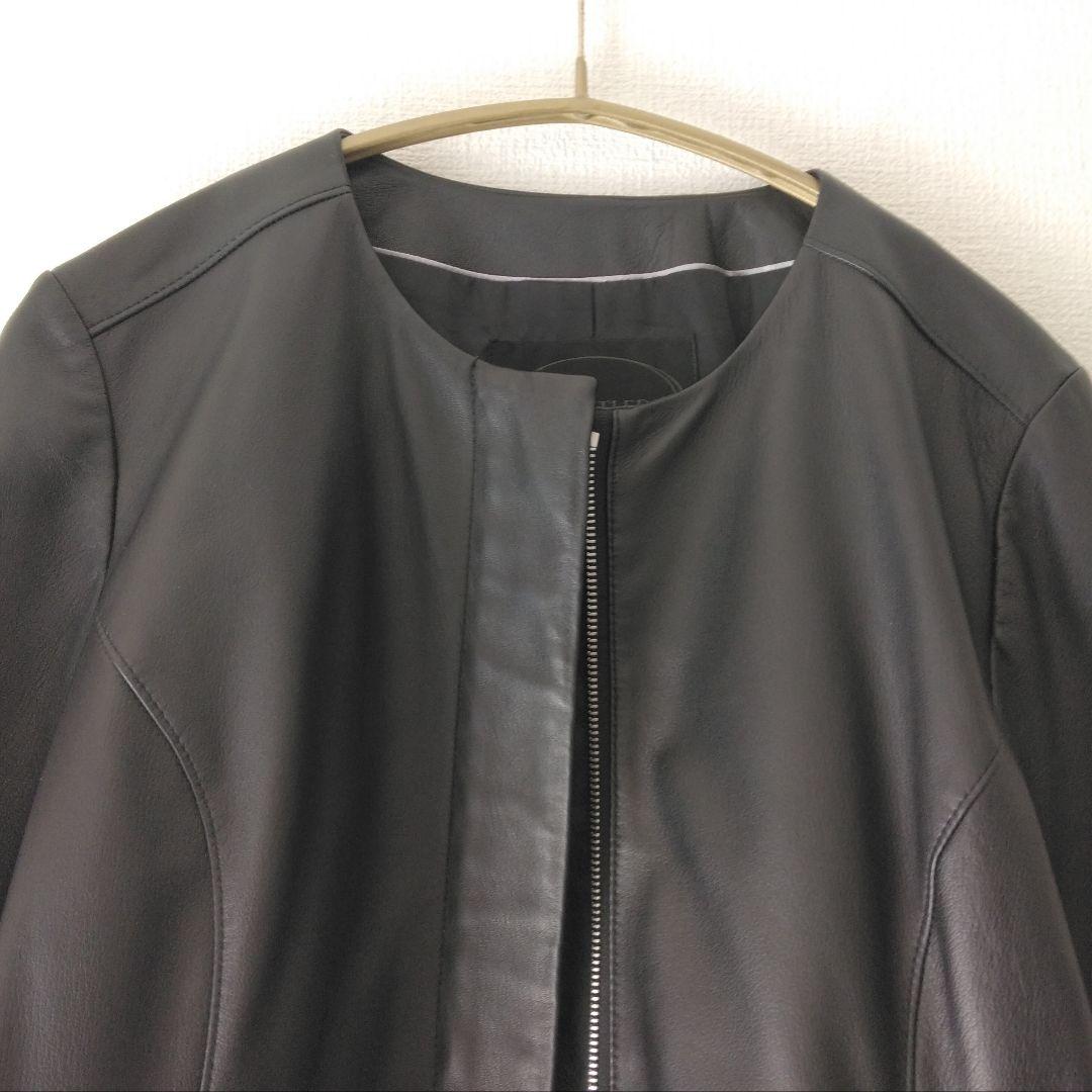 UNTITLED アンタイトル ラム レザー ノーカラー ジャケット 3 L 黒