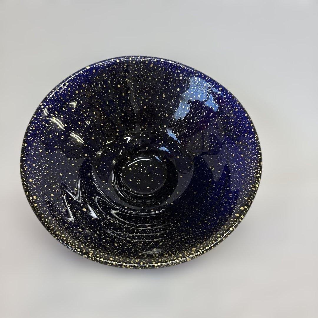 茶道具　渡辺信二　金箔鉢満点星　平茶碗
