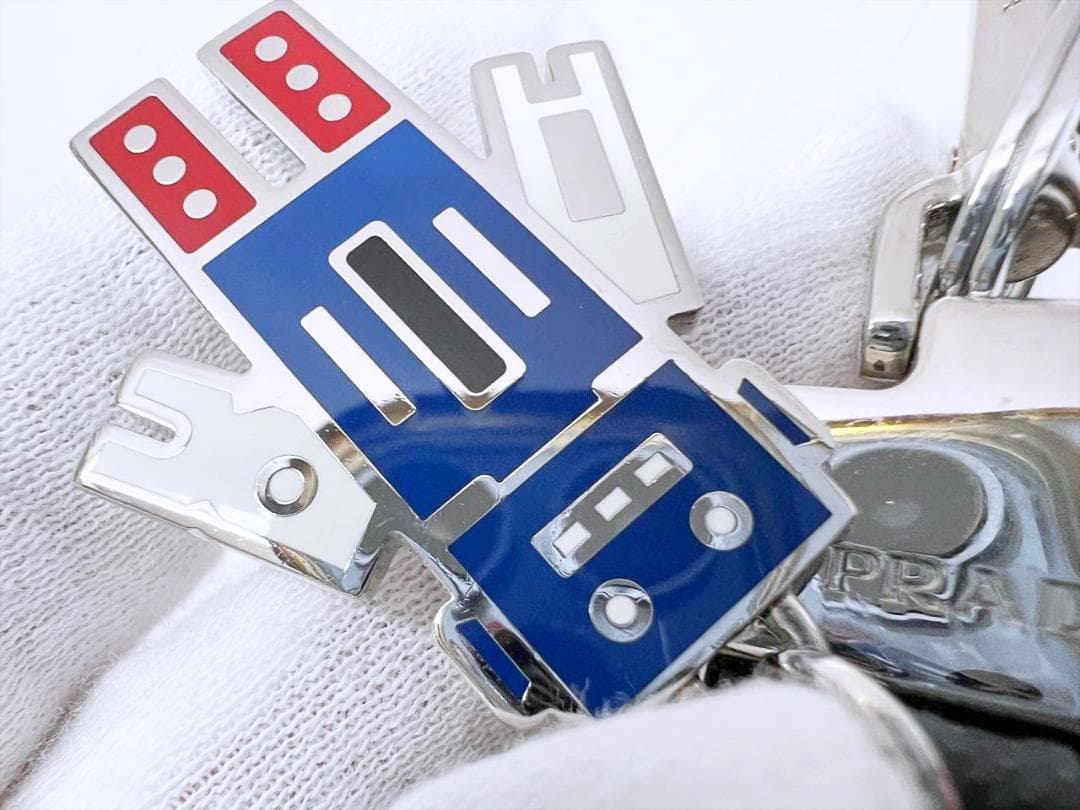 美品　PRADA　プラダ　サフィアーノ　ロボット　キーリング　キーホルダー