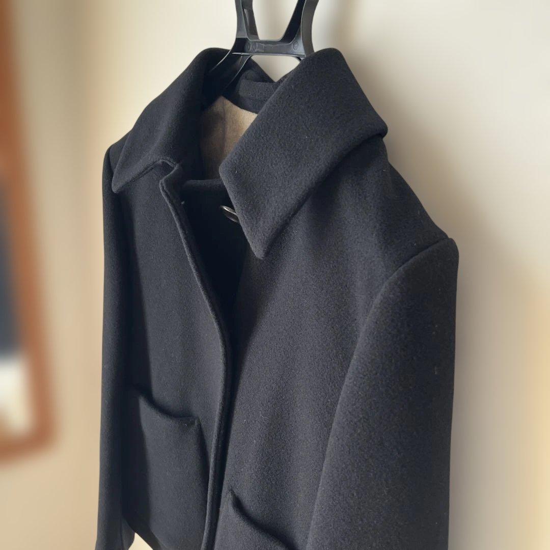 MARGARET HOWELL ブラック ウールピーコート