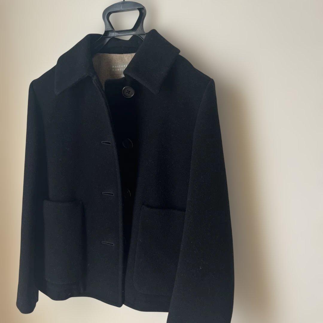 MARGARET HOWELL ブラック ウールピーコート