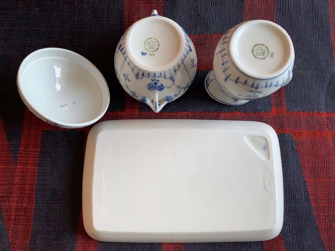 ロイヤルコペンハーゲン(B&G)クリーマー＆シュガーポット(蓋付):ヴィンテージ