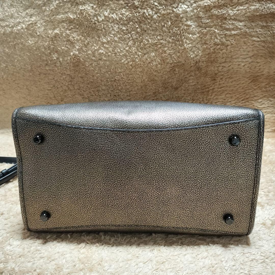 【美品】COACH コーチ ハンドバッグ ショルダー メタリックゴールド