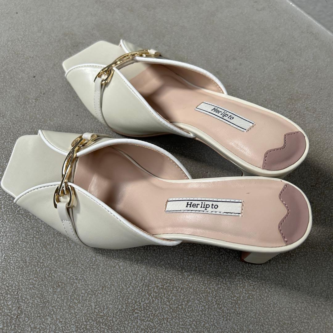 【keさん専用】Her lip to ホワイト スクエアトゥミュール 38