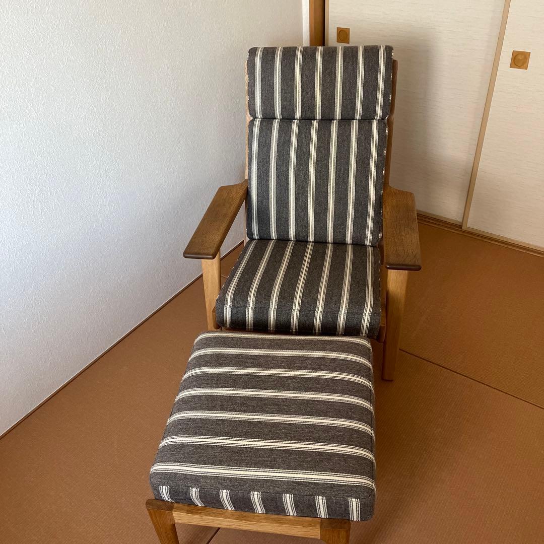 GETAMA社 GE290 ハイバック オットマン付き オーク材