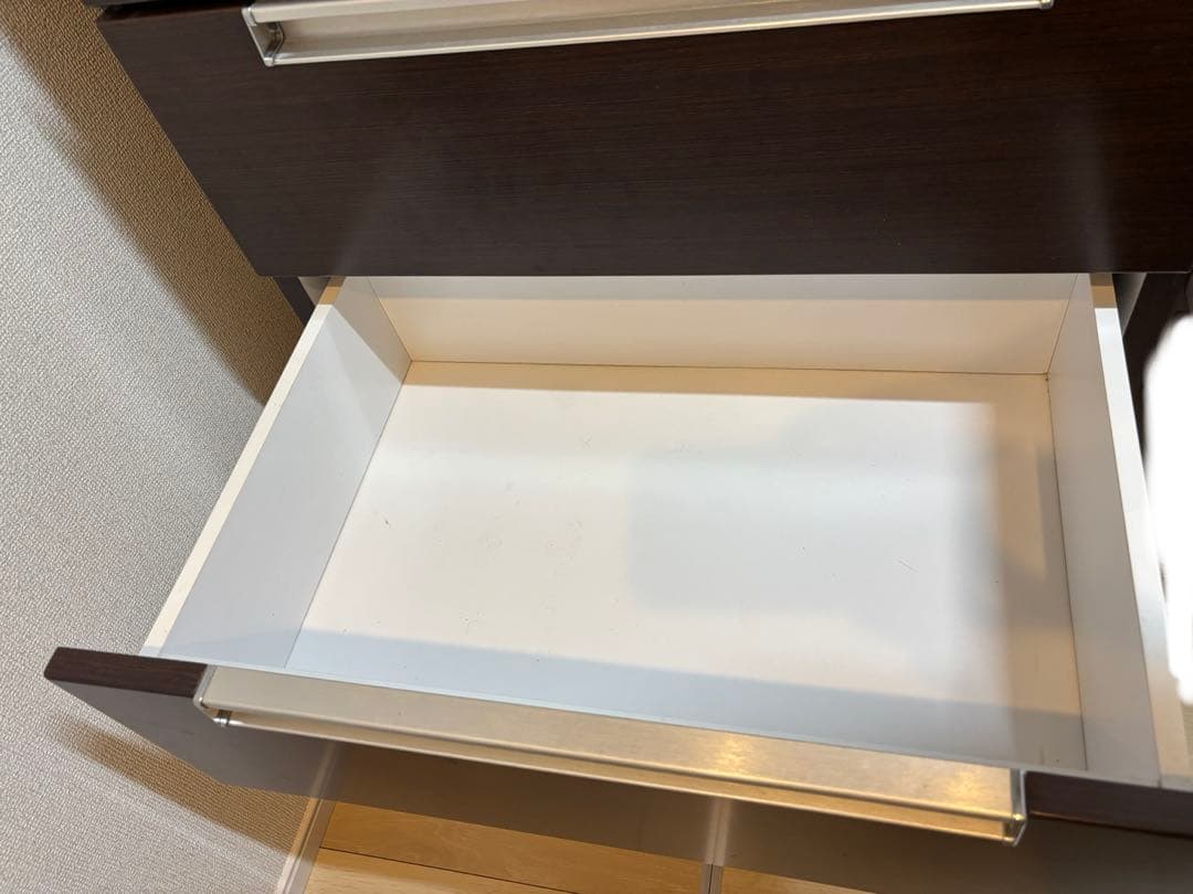 ダークブラウン 食器棚 3段引き出し 一人暮らし, キッチン収納　幅60cm