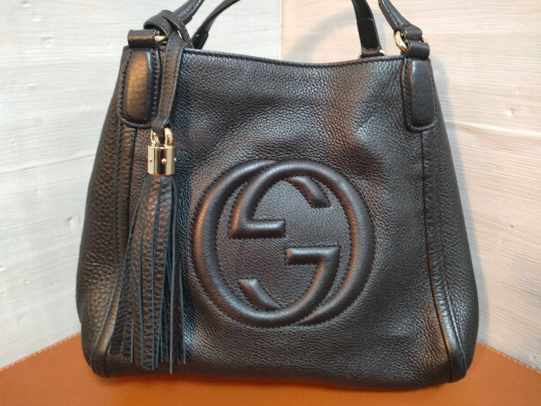 GUCCI SOHOソーホー ブラックレザーショルダー2wayバッグ 保存袋付