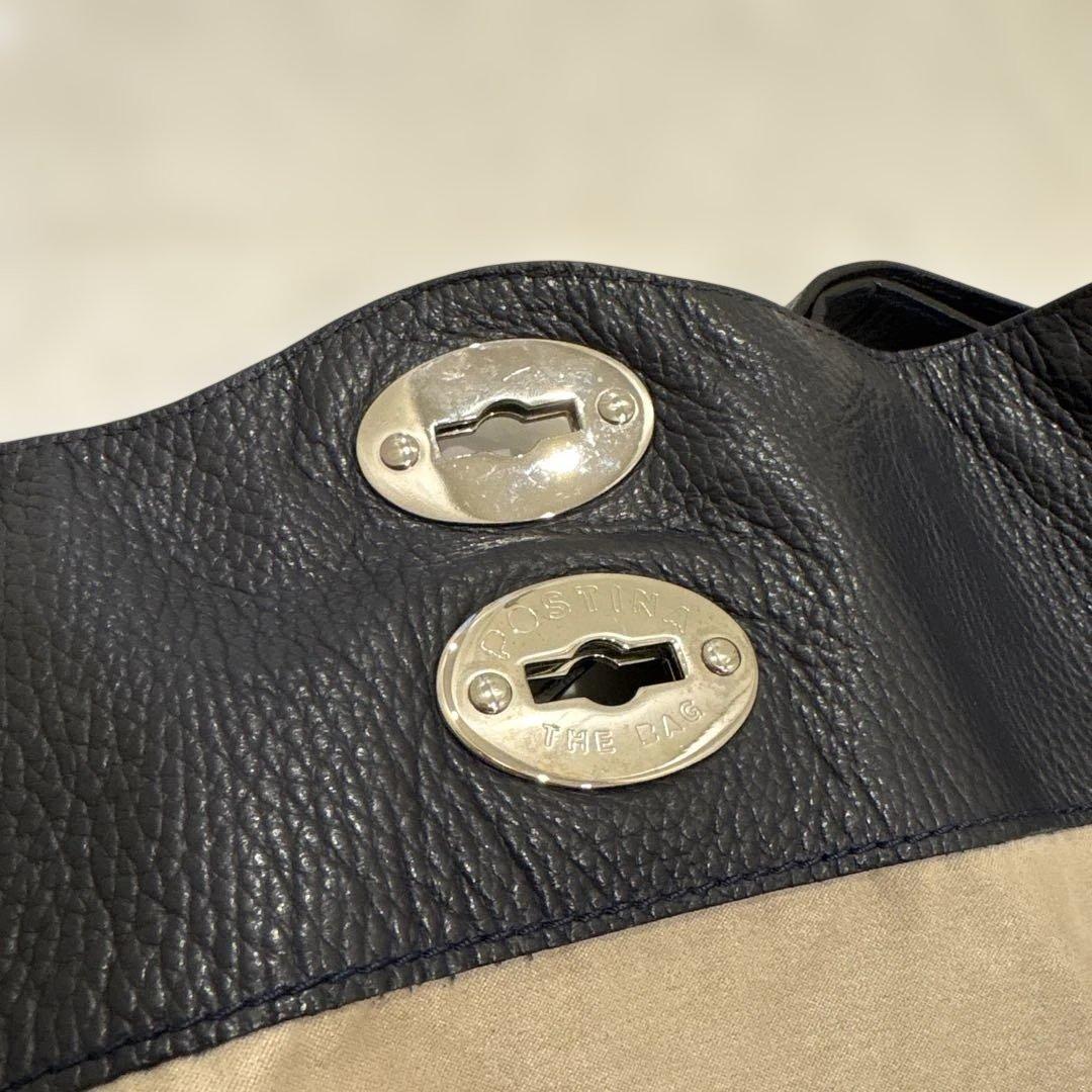 ザネラート　ポスティーナ　M ネイビー　スタッズ　レザー　紺　定番