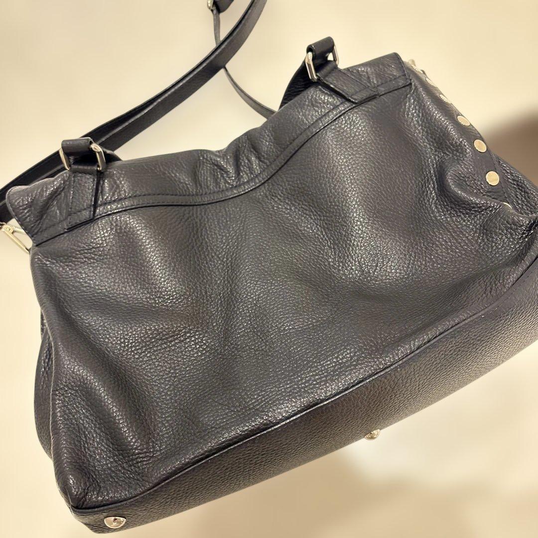 ザネラート　ポスティーナ　M ネイビー　スタッズ　レザー　紺　定番