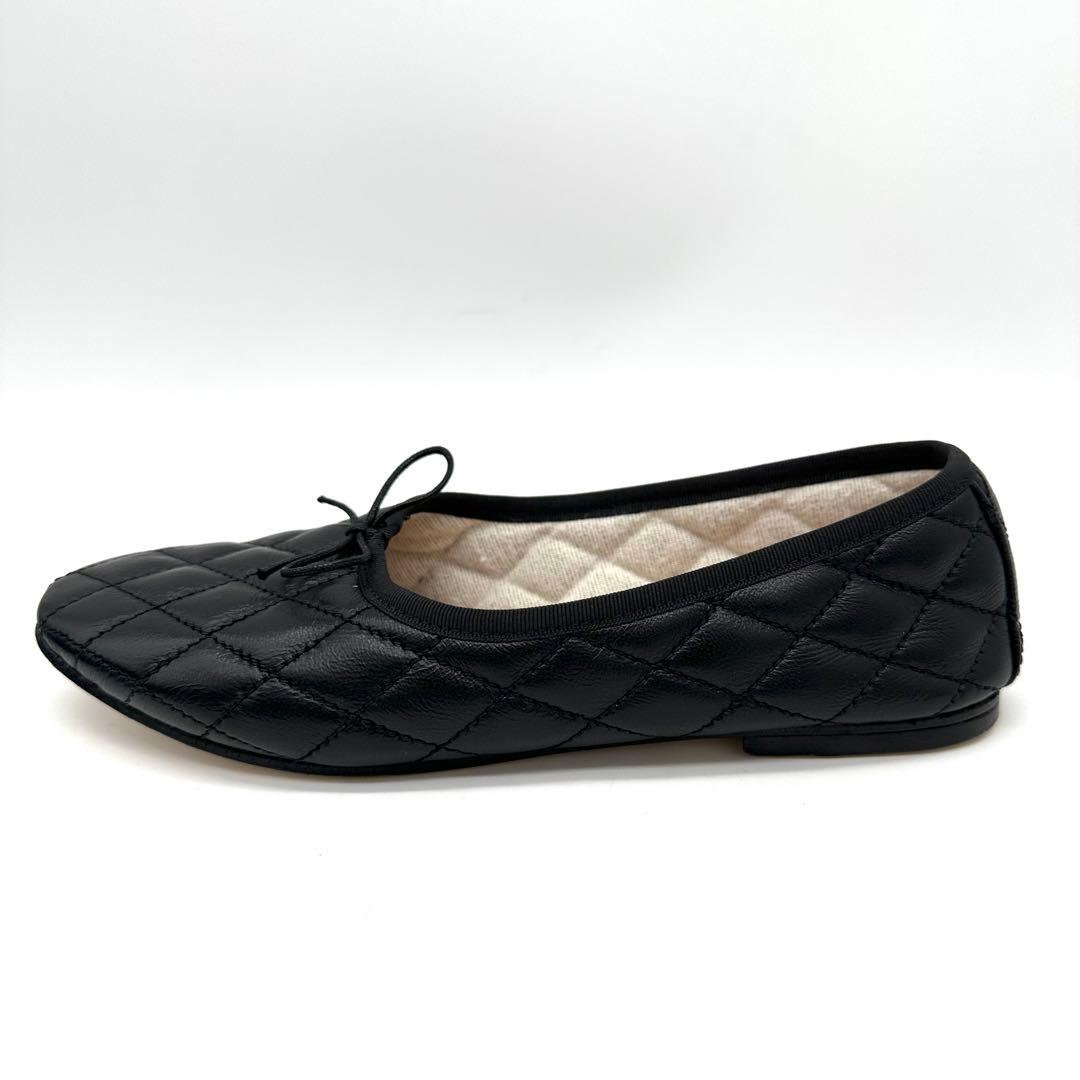 〈美品〉SPELTA スペルタ【24】レザー キルティング フラットシューズ 黒