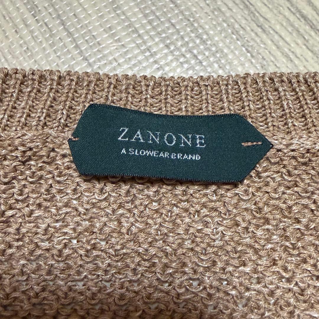 ザノーネ 綿麻混合ニット セーター 濃いめのベージュ サイズ50 スローウェア