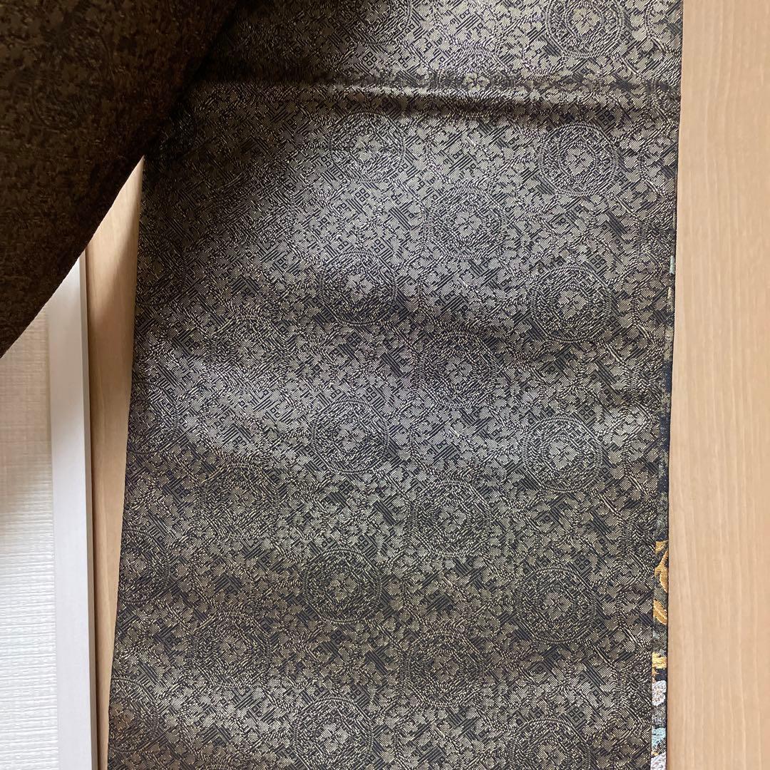 全通袋帯　華やか 袋帯 全通柄 正絹 リバーシブル 金糸