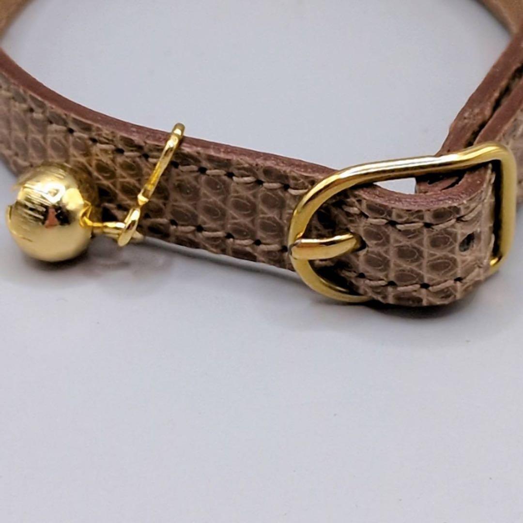 HERMES エルメス 首輪 猫 ネコ リザード レザー 鈴 ペット