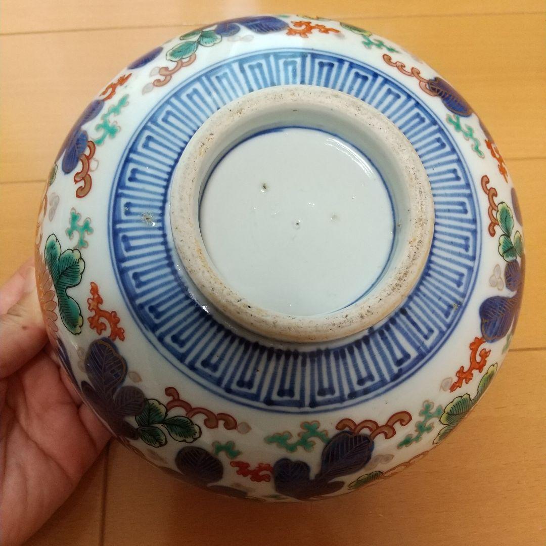 古伊万里、赤玉、金彩、丸鉢、１９センチ