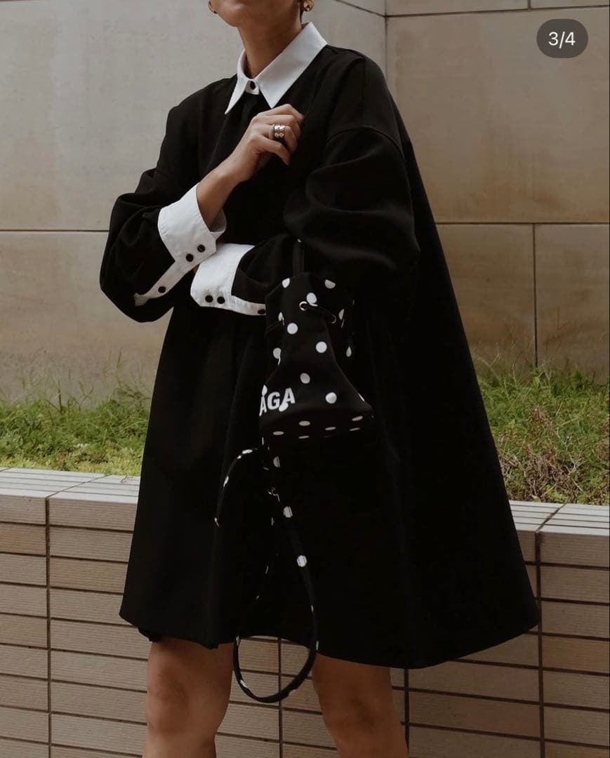 正規品machatt マチャット　ダブルクロスバイカラードレス　ブラック