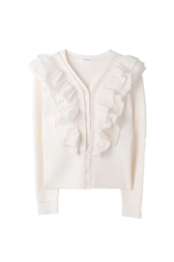 トップス Ruffle Pleated Knit Cardigan