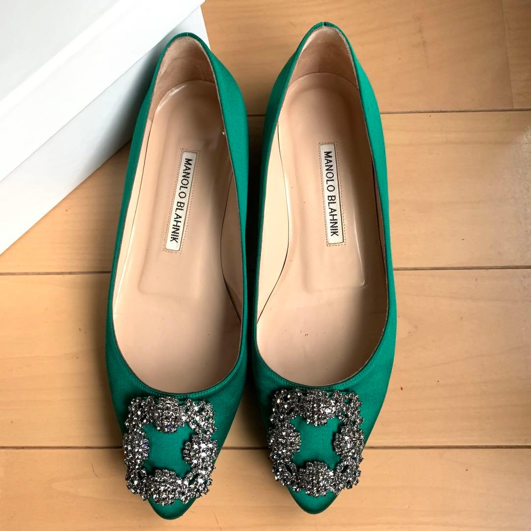 マノロブラニク　ハンギシ　フラット　グリーン　35.5