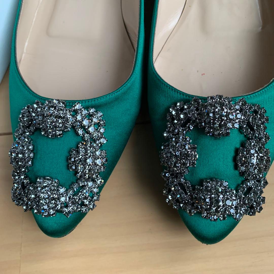 マノロブラニク　ハンギシ　フラット　グリーン　35.5